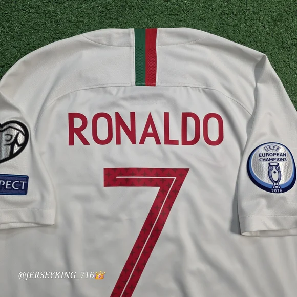 Nike Portugal FPF Cristiano Ronaldo #7 2018/2019 Away White Jersey Euro 2020 Qua